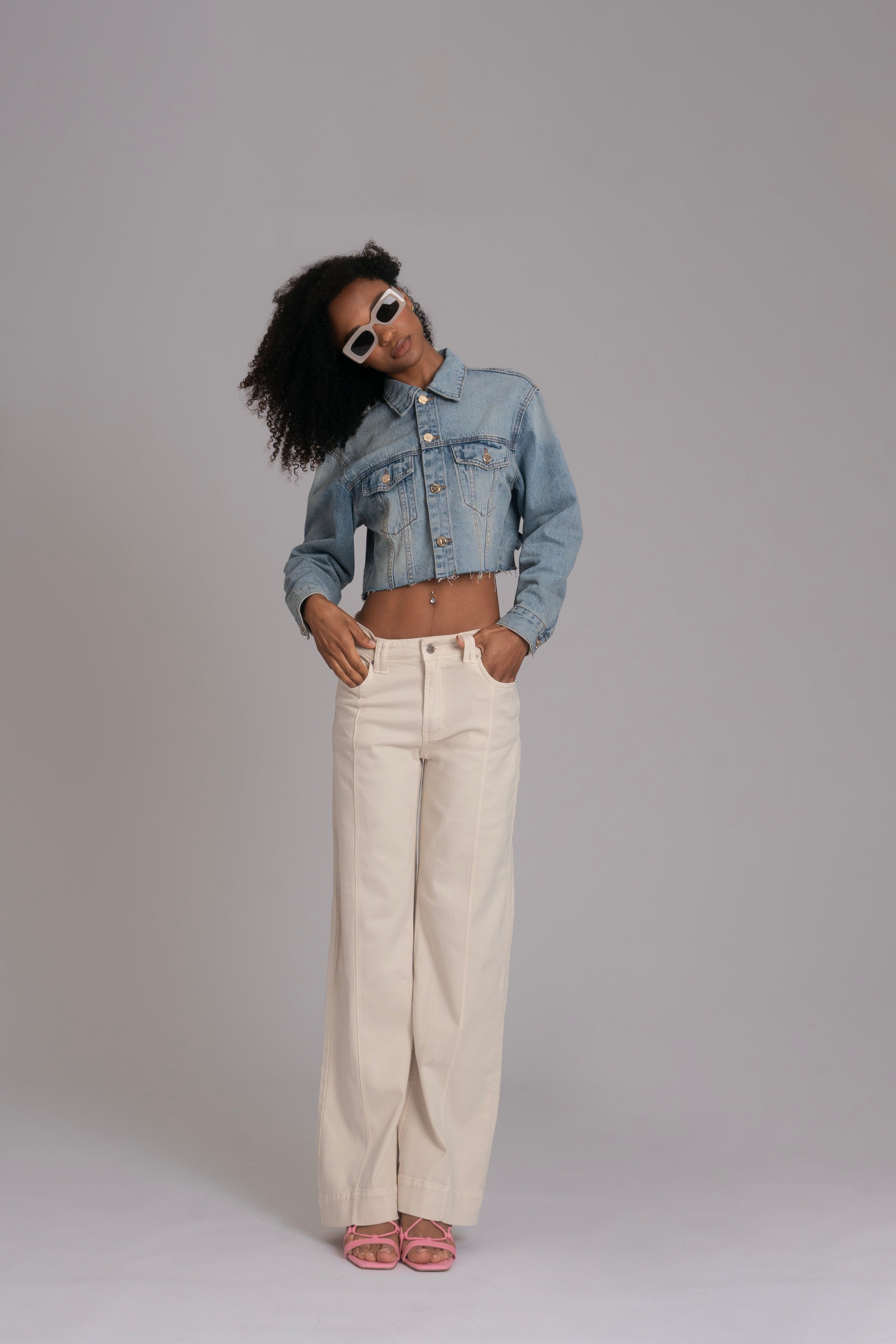 10pz Pantaloni Color Wide Leg BEIGE