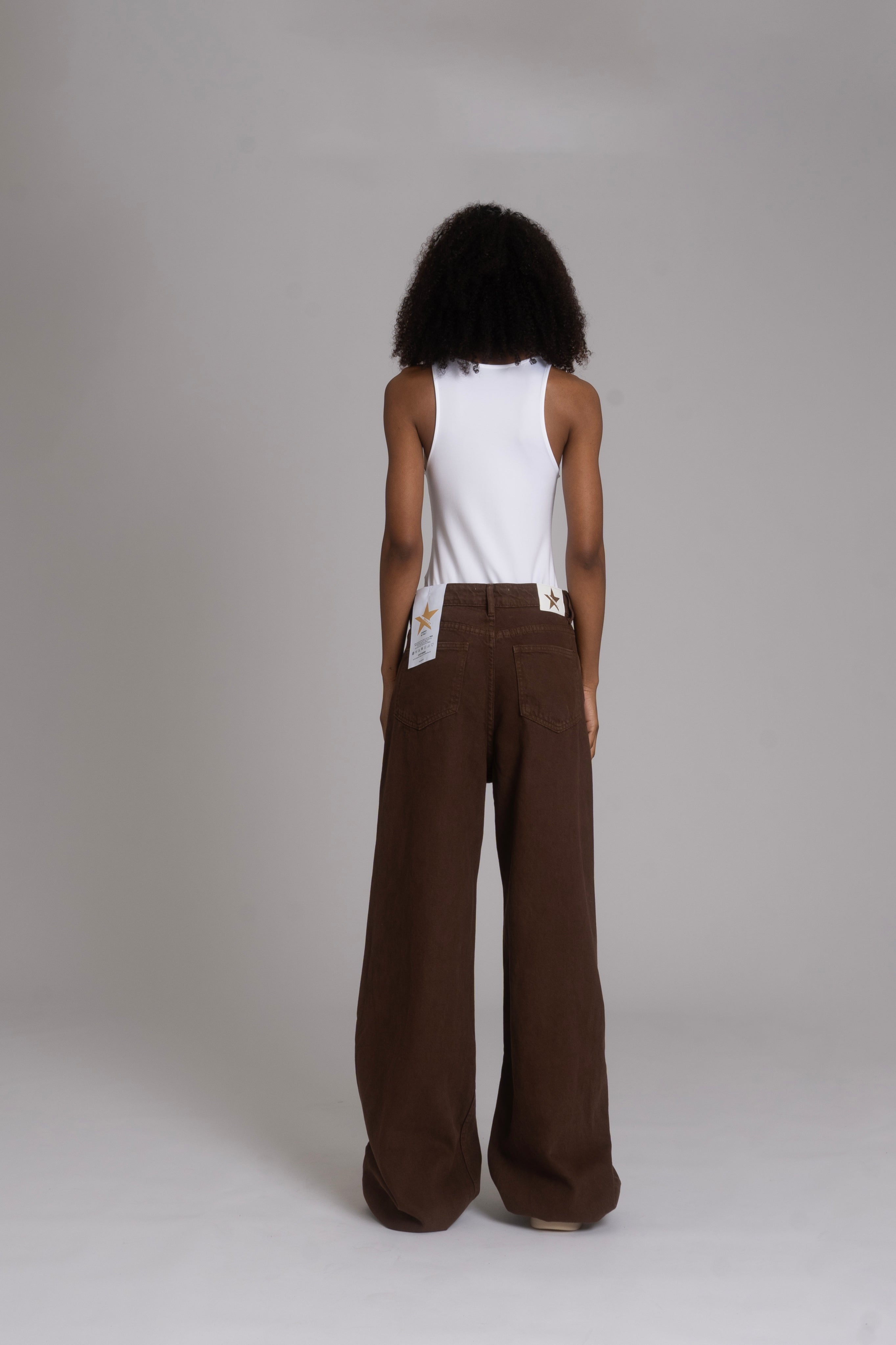 10pz Pantaloni Color Wide Leg BROWN