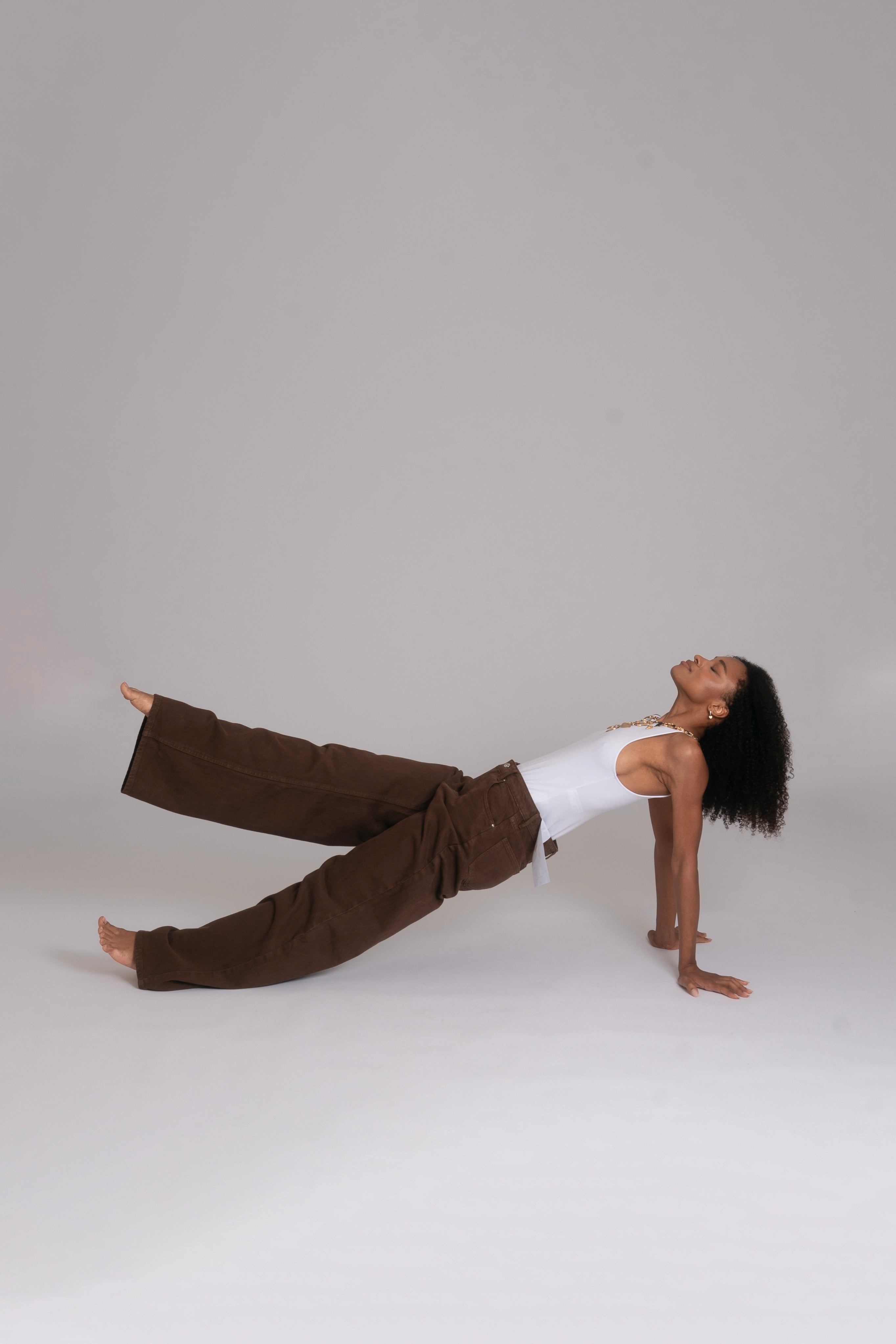 10pz Pantaloni Color Wide Leg BROWN