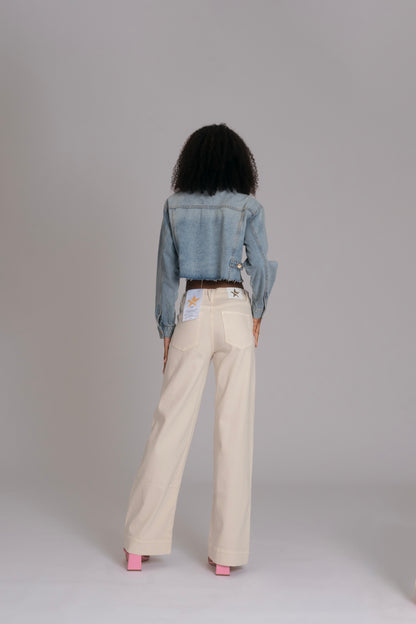 10pz Pantaloni Color Wide Leg BEIGE