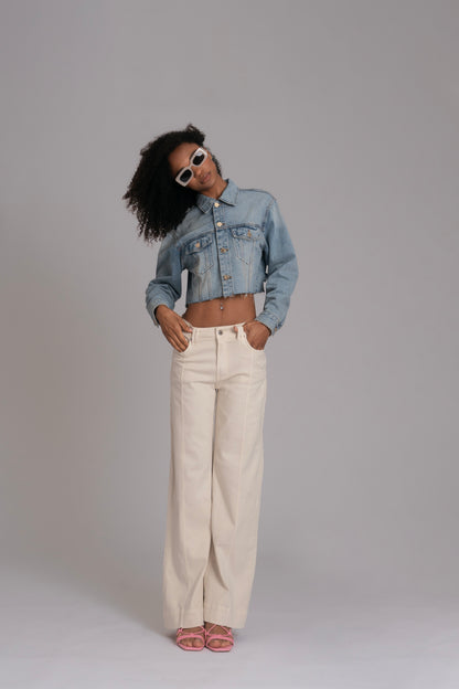10pz Pantaloni Color Wide Leg BEIGE