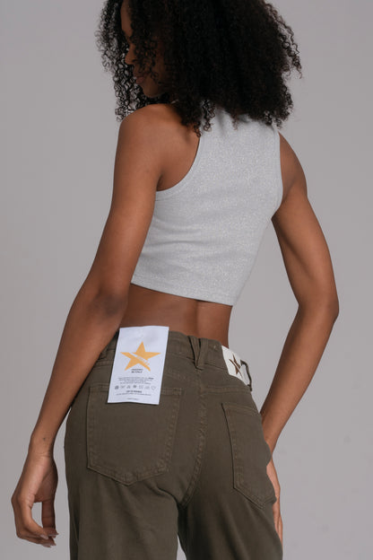 10pz Pantaloni Color Wide Leg GREEN